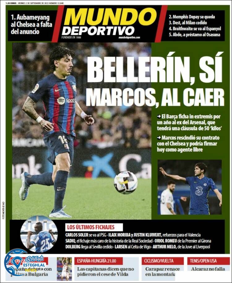 روزنامه ورزشی مومدو دپورتیوو جمعه 11 شهریور 1401