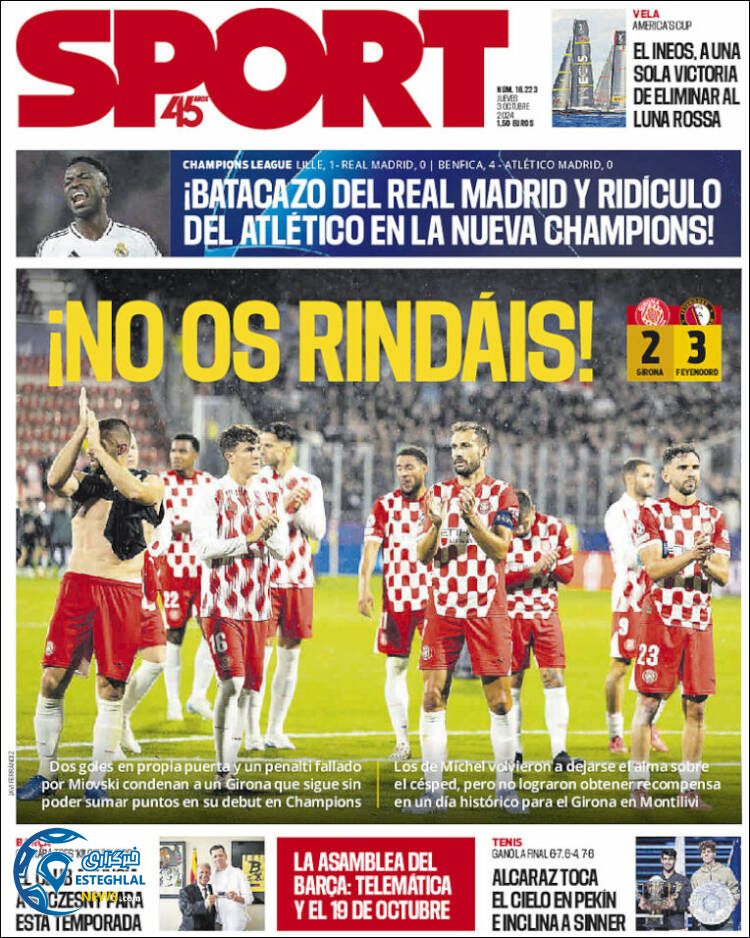 روزنامه ورزشی اسپورت پنجشنبه 12 مهر 1403 