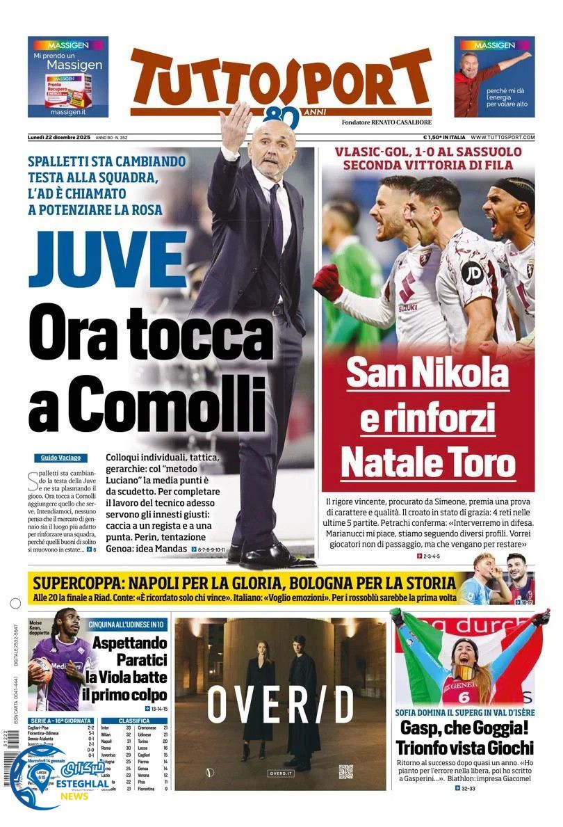 روزنامه  ورزشی توتو اسپورت دوشنبه 1دی 1404 