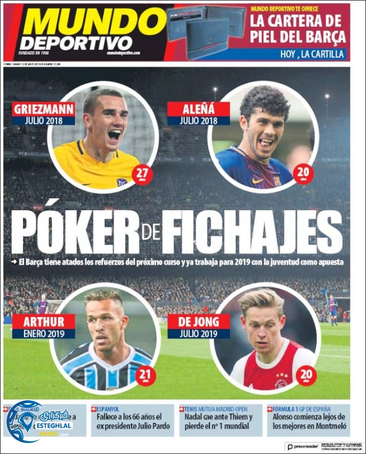 روزنامه ورزشی موندو دپورتیوو شنبه 22 اردیبهشت 1397