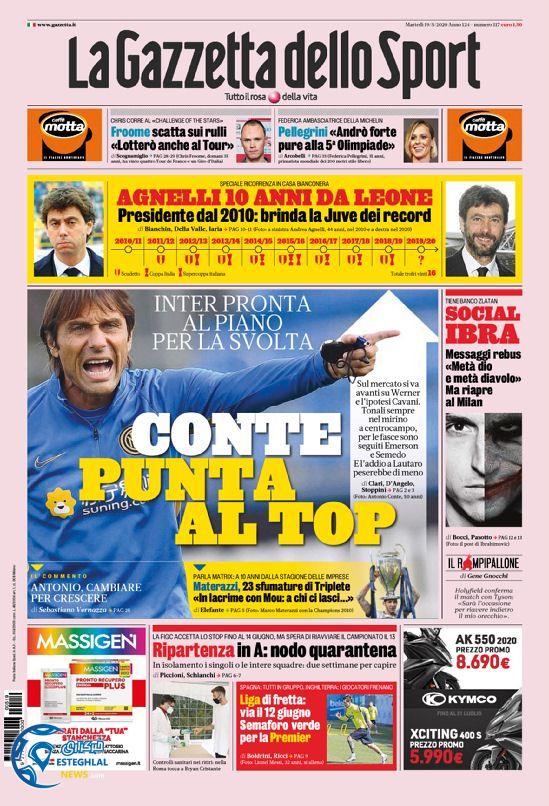 روزنامه ورزشی گاتزتا دلو اسپورت سه شنبه 30 اردیبهشت 1399