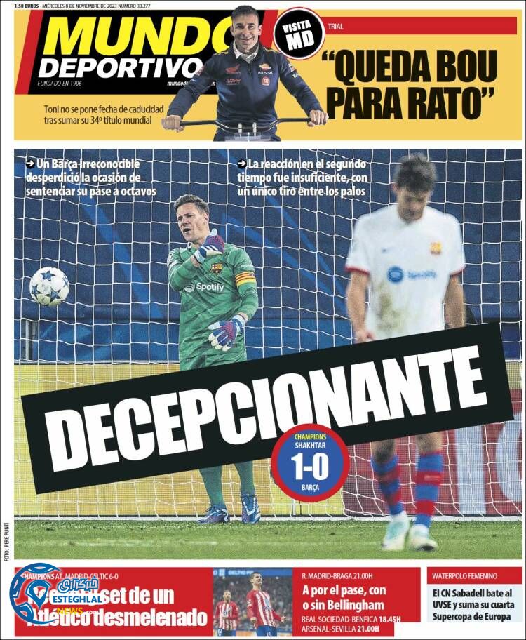 روزنامه ورزشی موندو دپورنیوو چهارشنبه 17 آبان&nbsp;1402