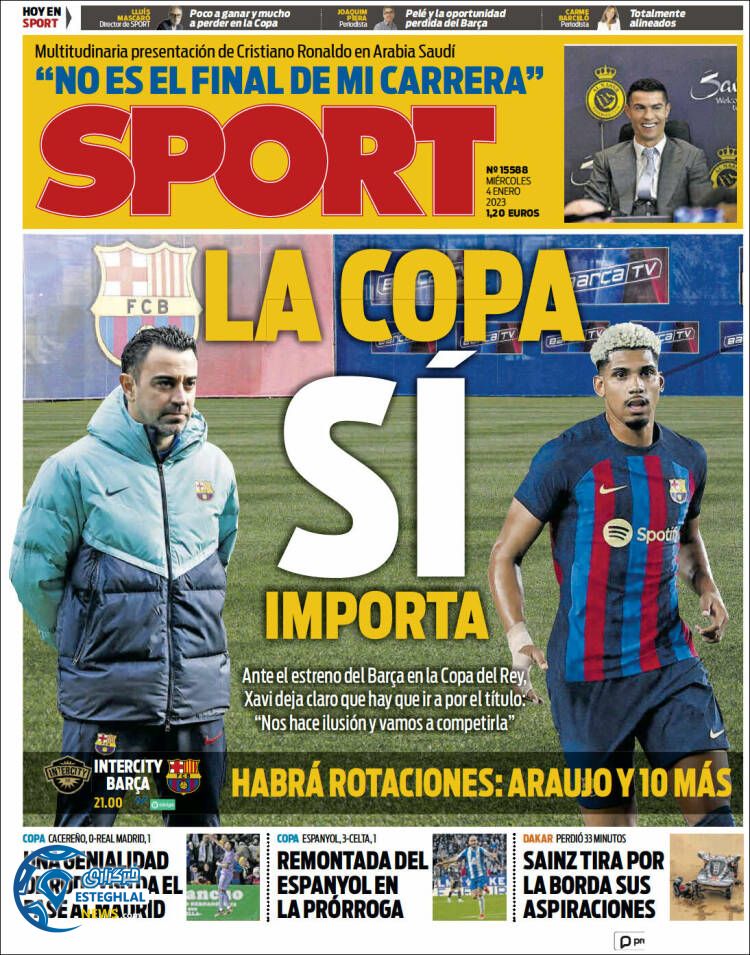 روزنامه  ورزشی اسپورت چهارشنبه 14 دی 1401