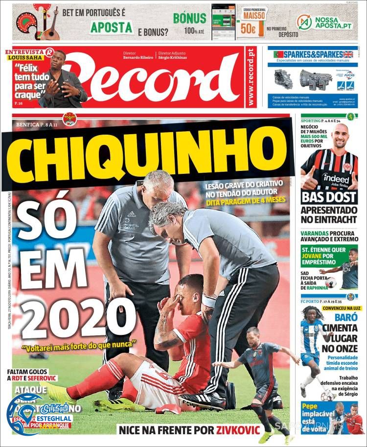 روزنامه ورزشی رکورد سه شنبه 5 شهریور 1398