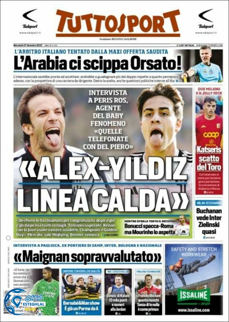 روزنامه  ورزشی توتو اسپورت چهارشنبه 6 دی 1402 