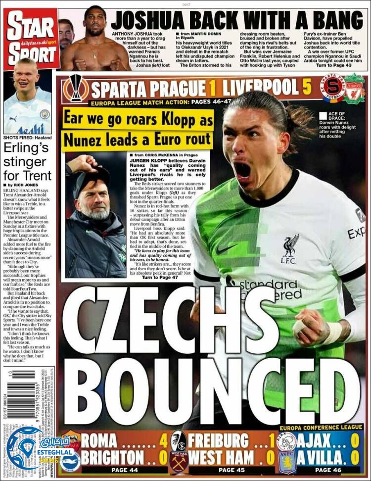 روزنامه ورزشی استار اسپورت جمعه 18 اسفند 1402 