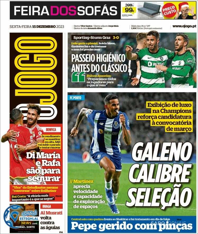 روزنامه ورزشی اوجوگو جمعه 24 آذر 1402 