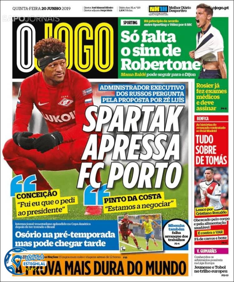 روزنامه ورزشی جوگو پنجشنبه 30 خرداد 1398