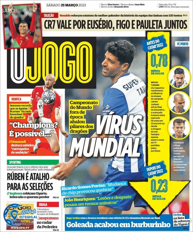 روزنامه ورزشی اوجوگو شنبه 5 فروردین 1402 