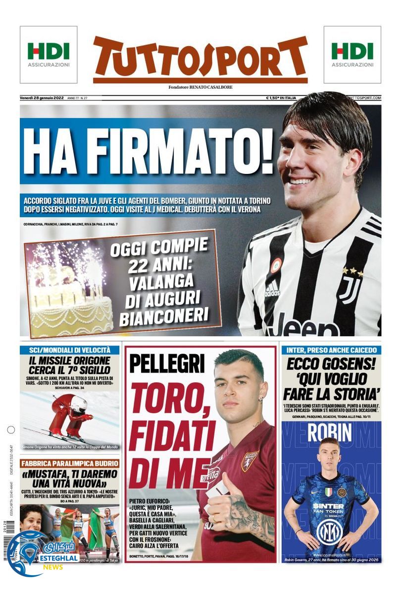 روزنامه ورزشی توتو اسپورت جمعه 8 بهمن 1400