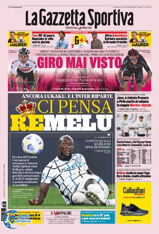 روزنامه ورزشی گاتزتا دلو اسپورت یکشنبه 4 آبان 1399