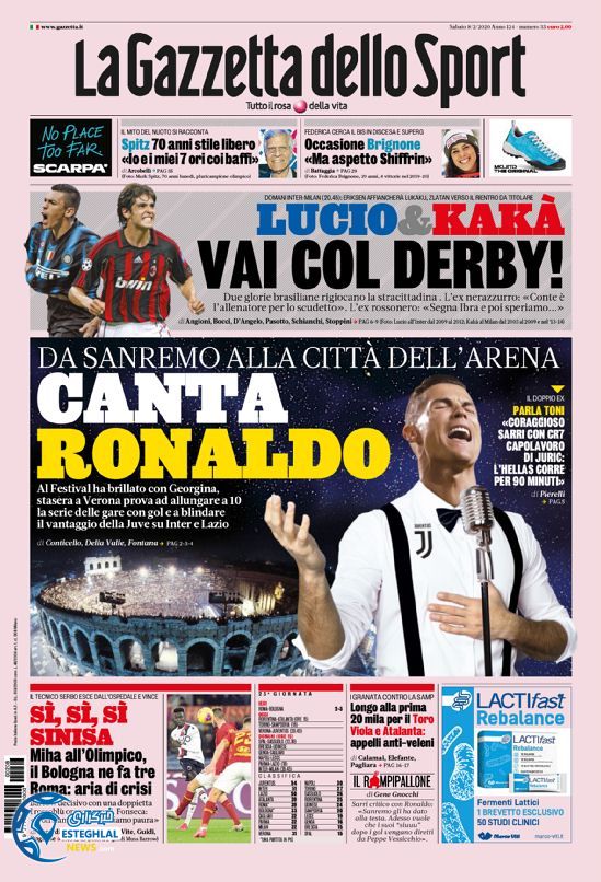 روزنامه ورزشی گاتزتا دلو اسپورت شنبه 19 بهمن 1398