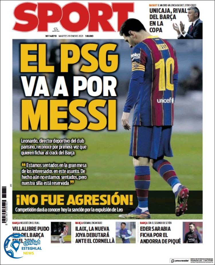 روزنامه ورزشی اسپورت سه شنبه 30 دی 1399