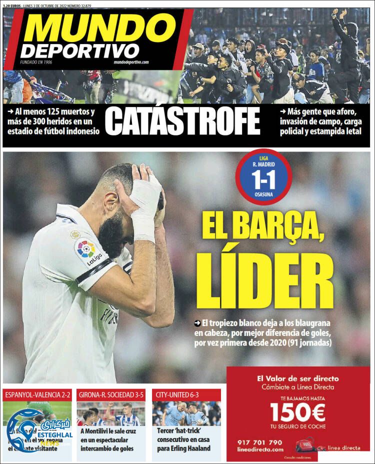 روزنامه ورزشی موندو دپورتیوو دوشنبه 11 مهر 1401 