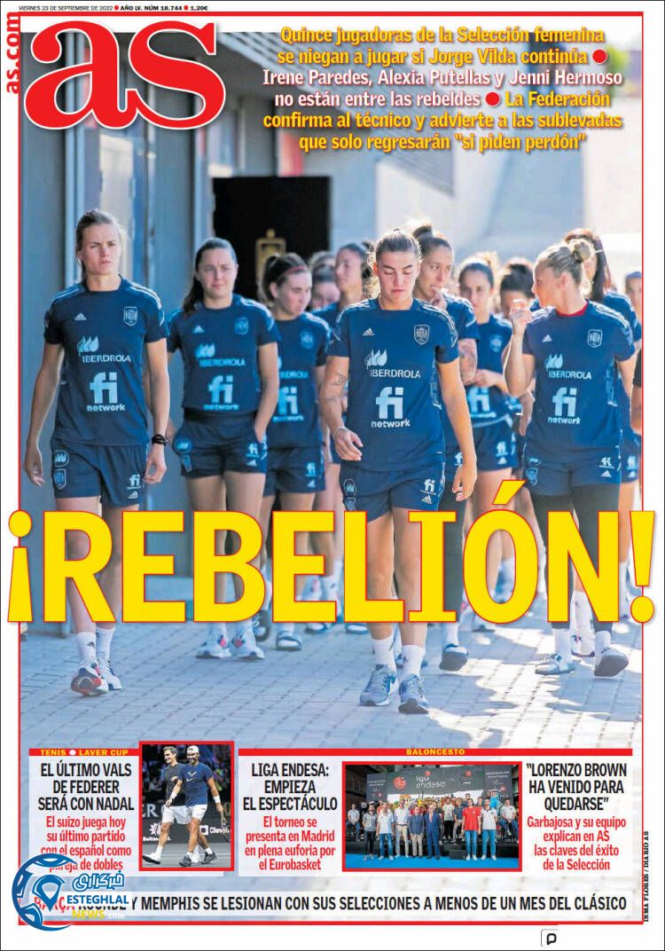 روزنامه ورزشی آ اس جمعه 1 مهر 1401