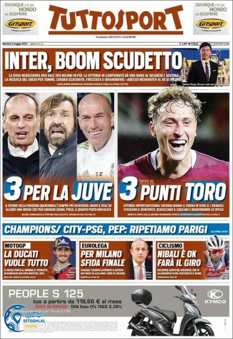 روزنامه ورزشی توتو اسپورت سه شنبه 14 اردیبهشت 1400