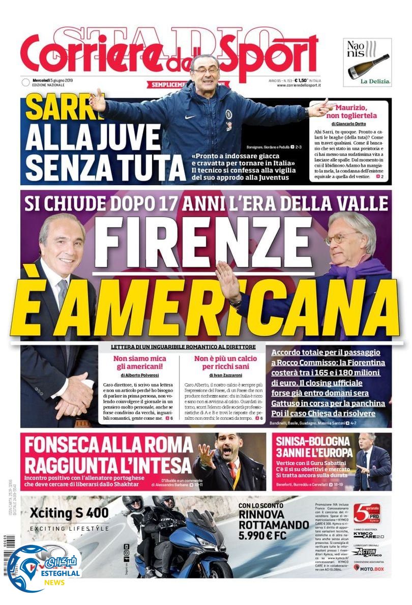 روزنامه ورزشی کوریره دلو اسپورت چهارشنبه 15 خرداد 1398