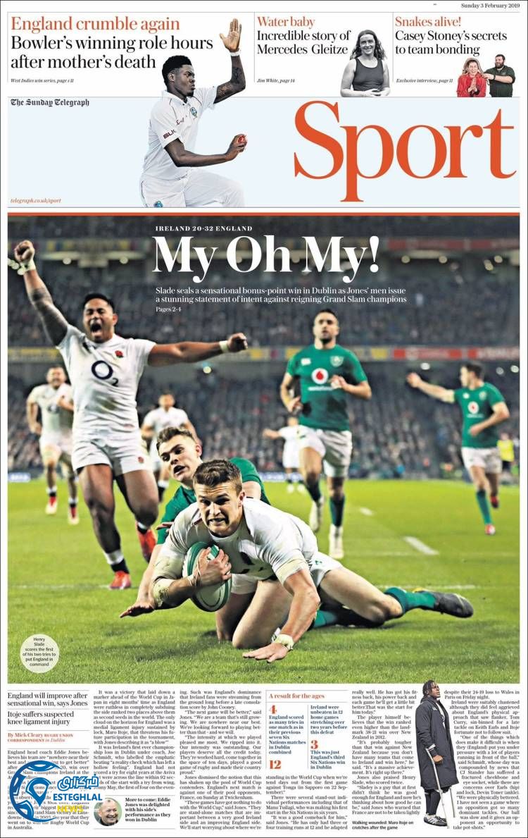 روزنامه ورزشی تلگراف اسپورت یکشنبه 14 بهمن 1397