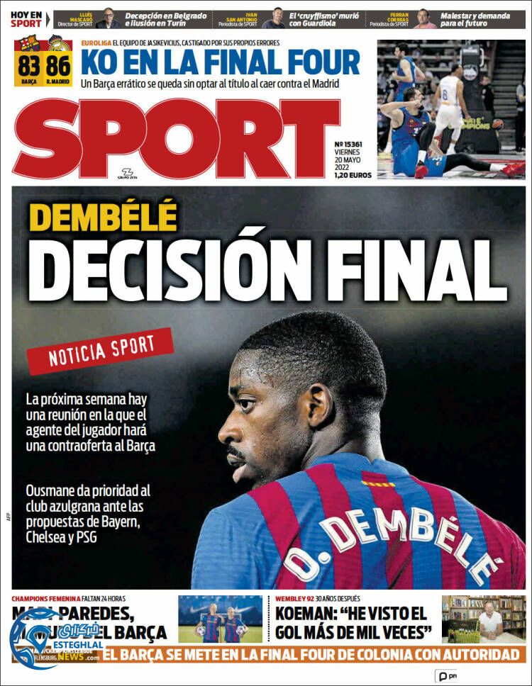 روزنامه ورزشی اسپورت جمعه 30 اردیبهشت 1401