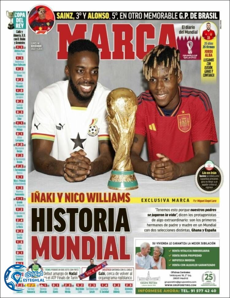 روزنامه ورزشی مارکا دوشنبه 23 آبان 1401 