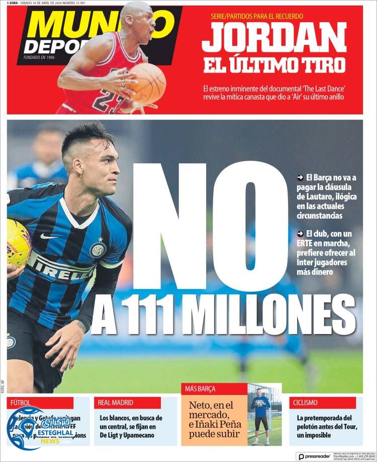 روزنامه ورزشی موندو دپورتیوو شنبه 30 فروردین 1399