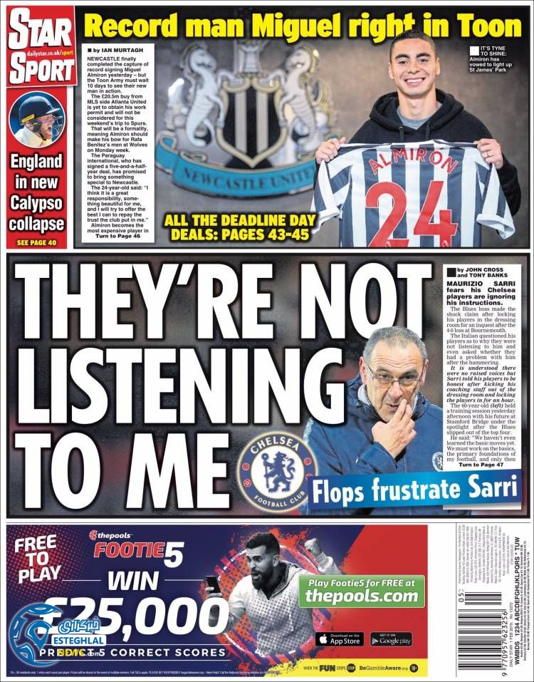 روزنامه ورزشی استار اسپورت جمعه 12 بهمن 1397