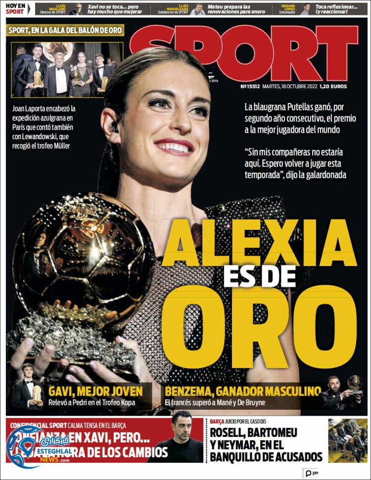 روزنامه ورزشی اسپورت سه شنبه 26 مهر 1401 