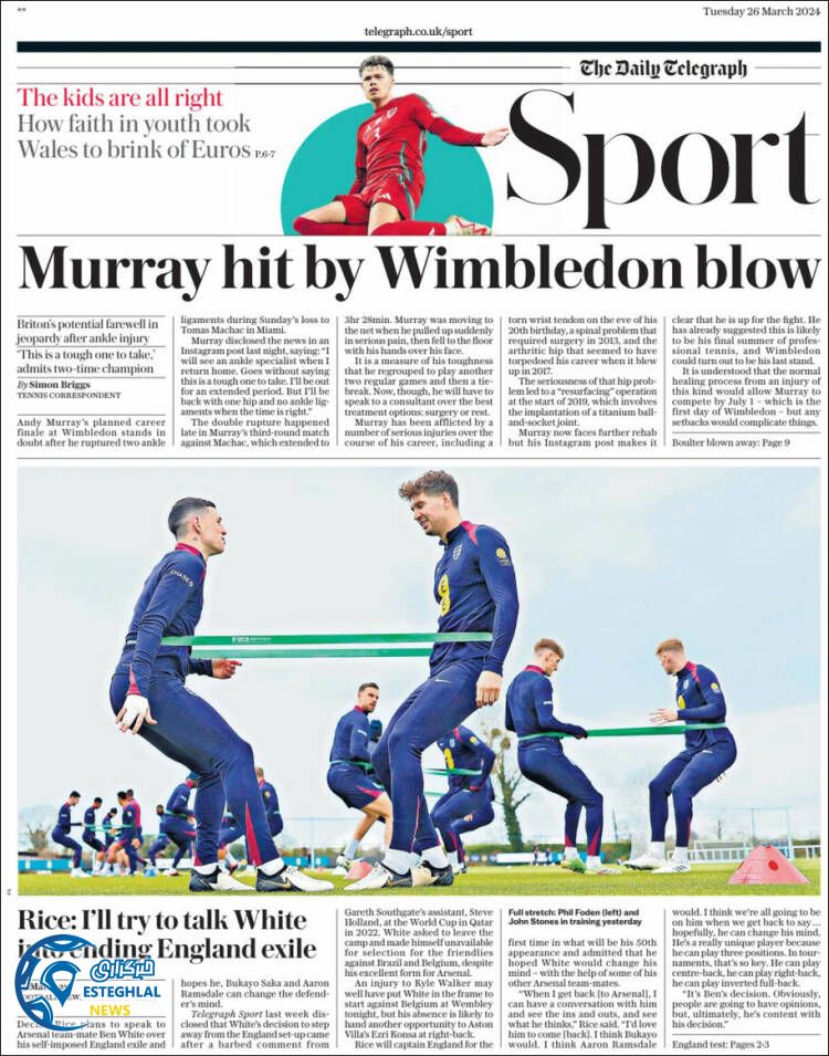 روزنامه ورزشی تلگراف اسپورت سه شنبه 7 فروردین 1403 