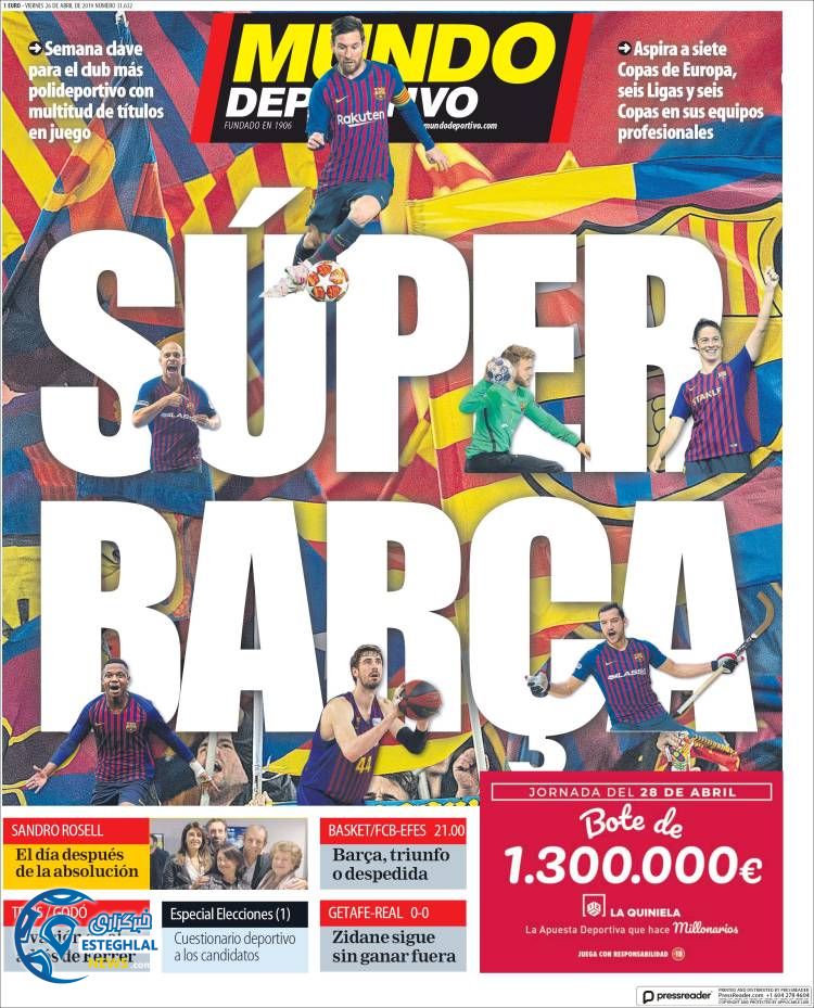 روزنامه ورزشی موندو دپورتیوو جمعه 6 اردیبهشت 1398