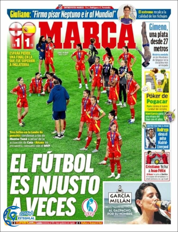 روزنامه  ورزشی مارکا دوشنبه 6 مرداد 1404  