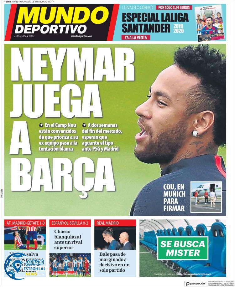 روزنامه ورزشی مونذو دپورتیوو دوشنبه 28 مرداد 1398