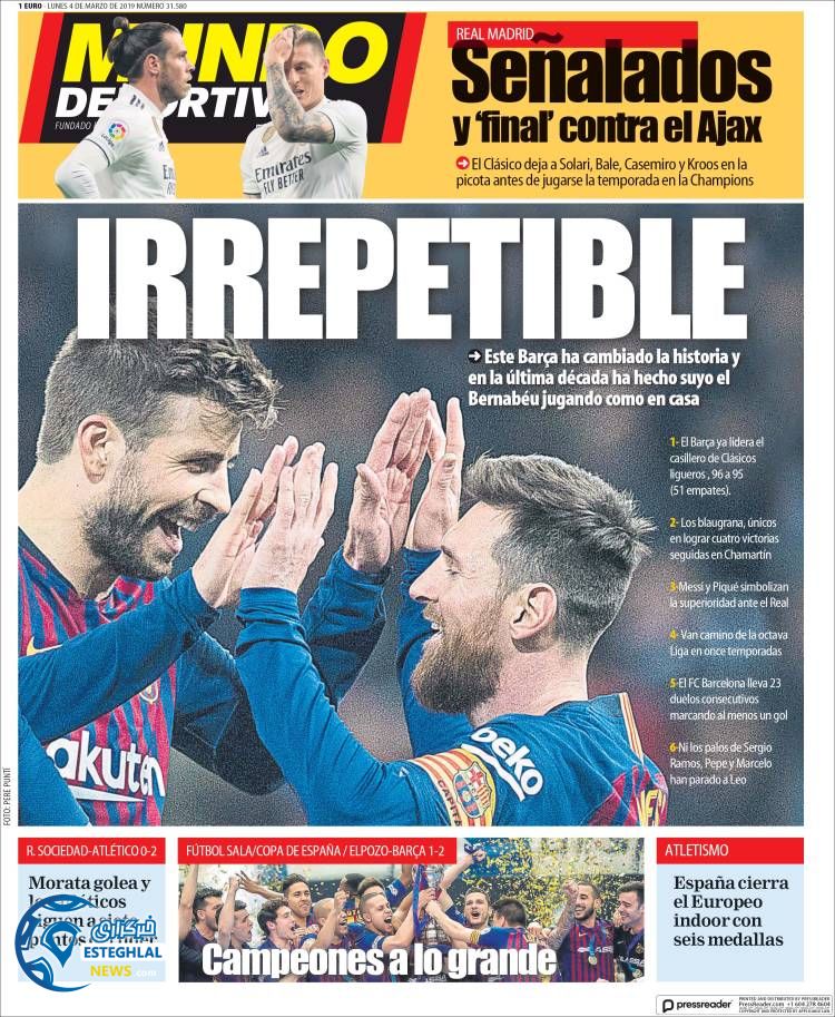 روزنامه ورزشی موندو دپورتیوو دوشنبه 13 اسفند 1397