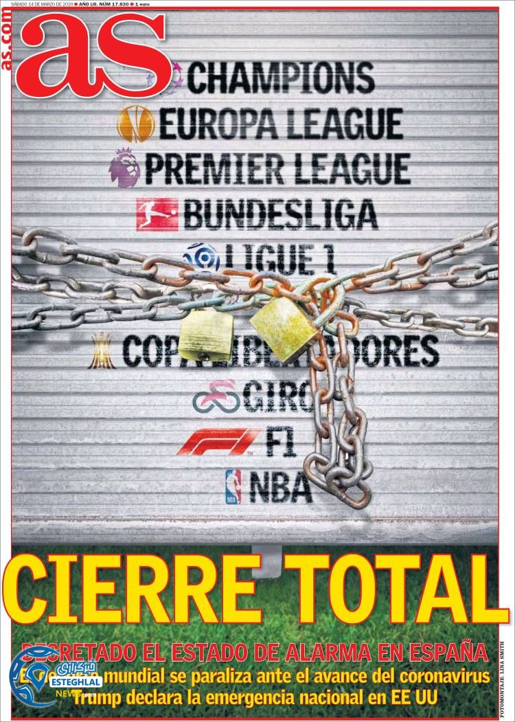 روزنامه ورزشی آاس شنبه 24 اسفند 1398