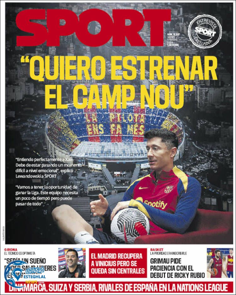 روزنامه ورزشی  اسپورت جمعه 20 بهمن 1402 