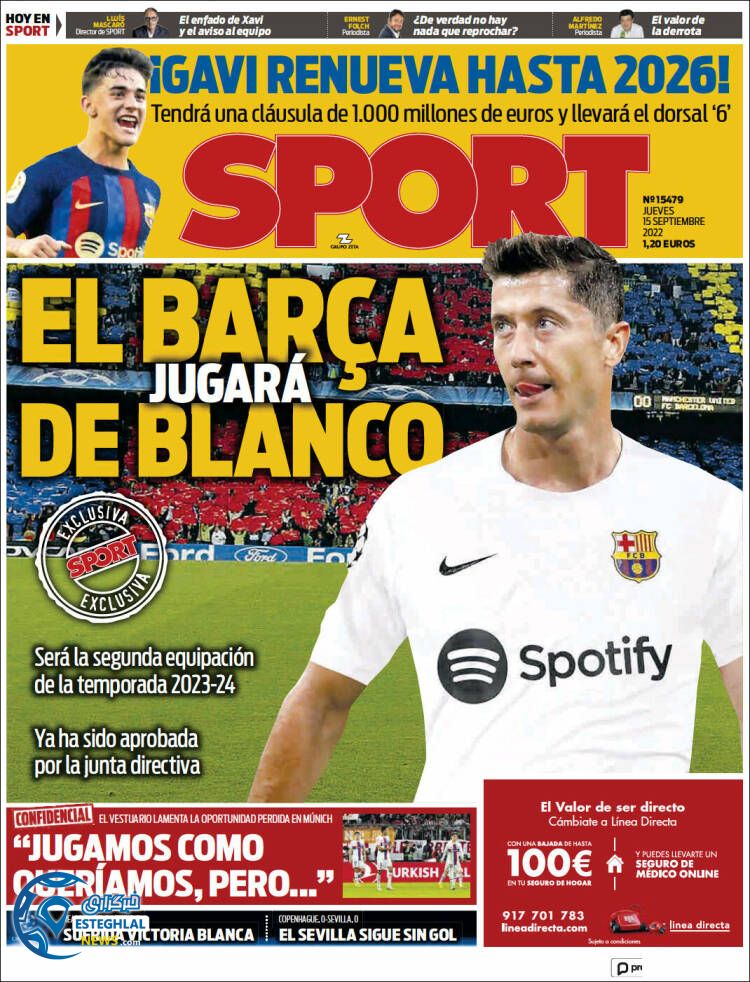 روزنامه ورزشی اسپورت پنجشنبه 24 شهریور 1401