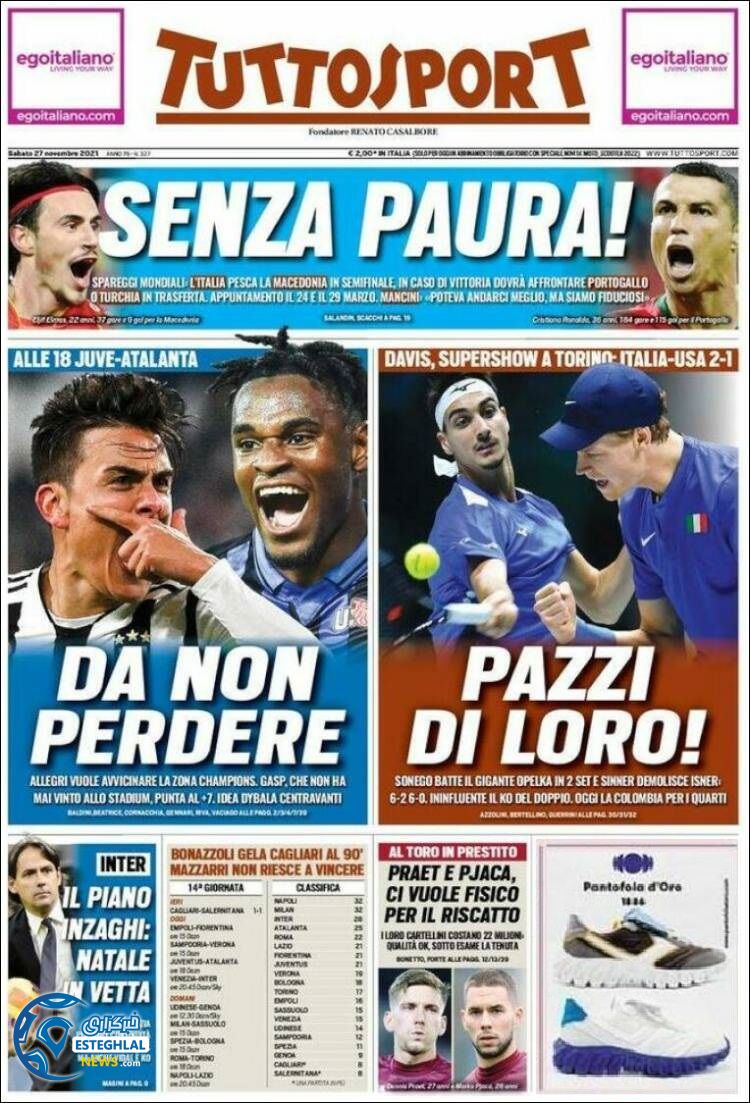 روزنامه ورزشی توتو اسپورت شنبه 6 آذر 1400