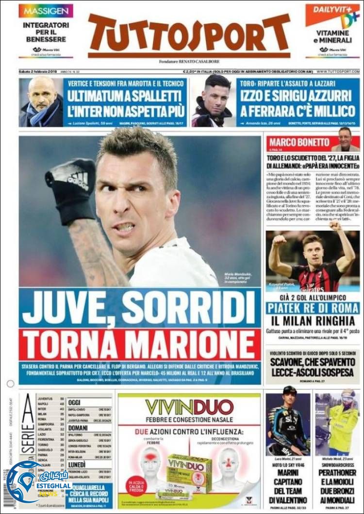 روزنامه ورزشی توتو اسپورت شنبه 13 بهمن 1397