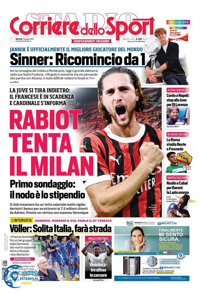 روزنامه ورزشی کوریره دلو اسپورت سه شنبه 22 خرداد 1403 