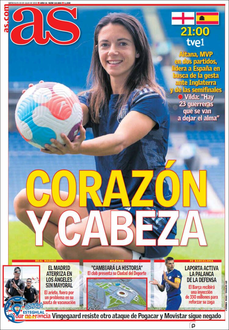 روزنامه ورزشی آ اس چهارشنبه 29 تیر 1401