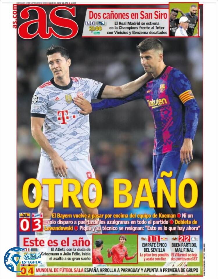 روزنامه ورزشی آ اس چهارشنبه 24 شهریور 1400