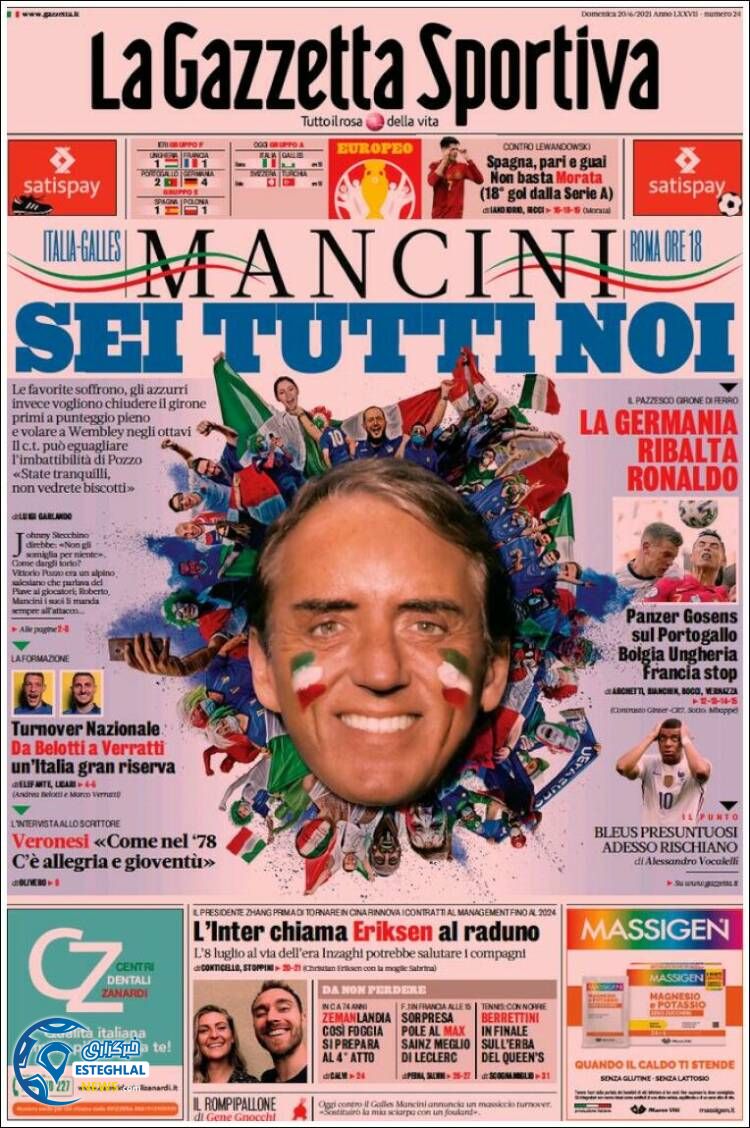 روزنامه ورزشی گاتزتا دلو اسپورت یکشنبه 30 خرداد 1400