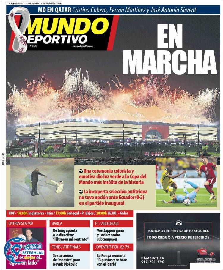 روزنامه ورزشی موندو دپورتیوو دوشنبه 30 آبان 1401 