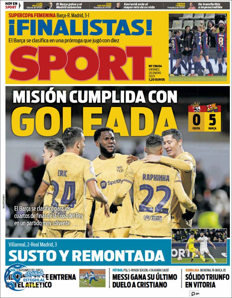 روزنامه ورزشی اسپورت جمعه 30 دی 1401 