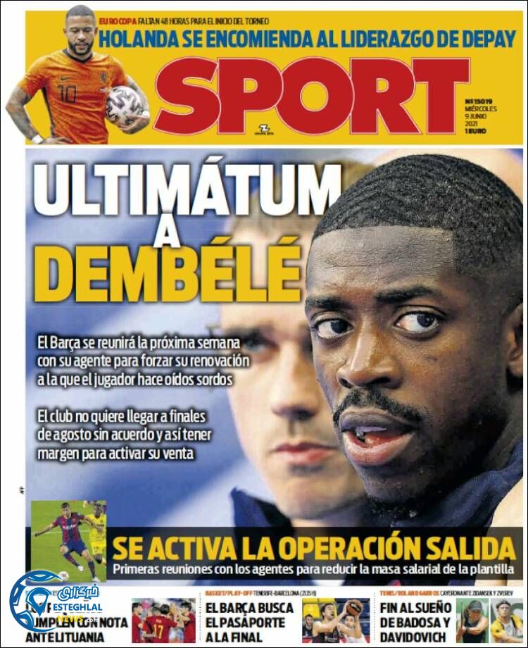 روزنامه ورزشی اسپورت چهارشنبه 19 خرداد 1400