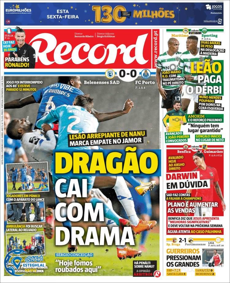 روزنامه ورزشی رکورد جمعه 17 بهمن 1399