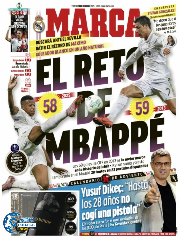 روزنامه  ورزشی مارکا  جمعه 28 آذر 1404 