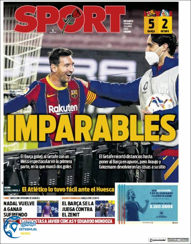 روزنامه ورزشی اسپورت جمعه 3 اردیبهشت 1400