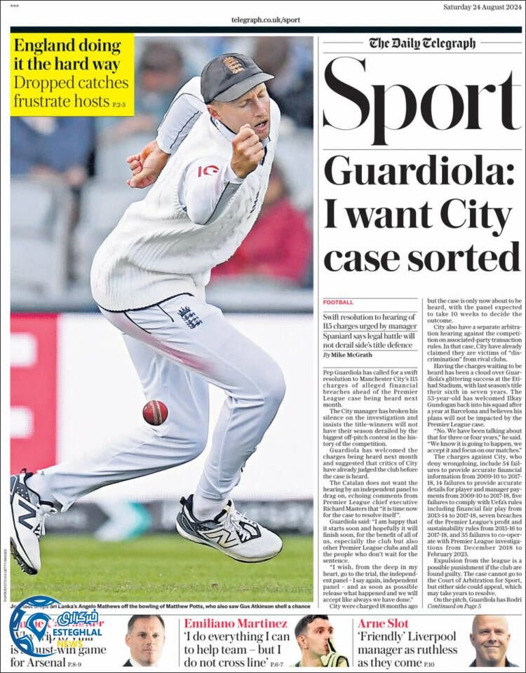 روزنامه  ورزشی  تلگراف اسپورت شنبه 3 شهریور 1403 