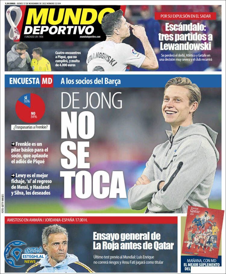 روزنامه ورزشی موندو دپورتیوو پنجشنبه 26 آبان 1401 