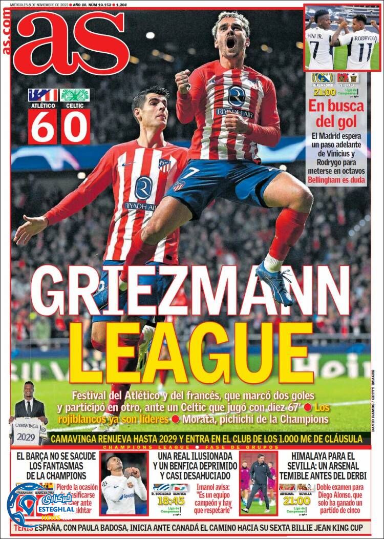 روزنامه ورزشی آ اس چهارشنبه 17 آبان&nbsp;1402